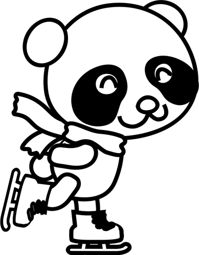 Of Skating Panda Coloring Page Clipart