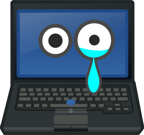Laptop Crying Eye Contact On Screen Clipart