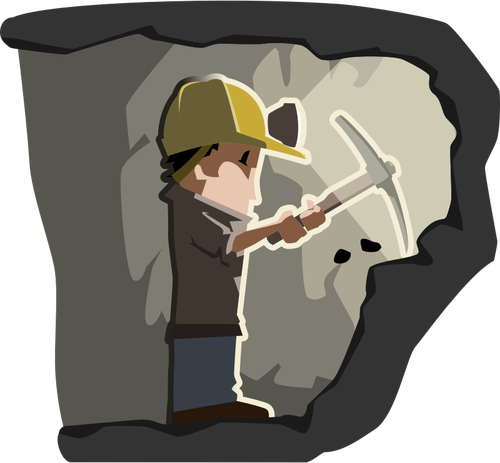 Cartoon Figure Of Miner At Work Clipart