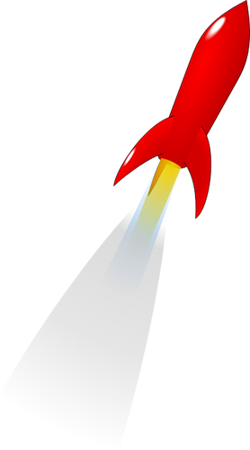 Of Red Cartoon Rocket Launched Into Space Clipart