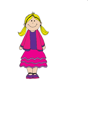 Of Nerdy Girl In Purple Dress Clipart