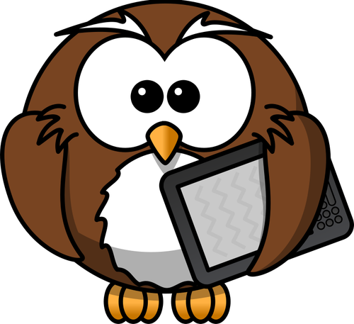 Owl With Ebook Reader Clipart
