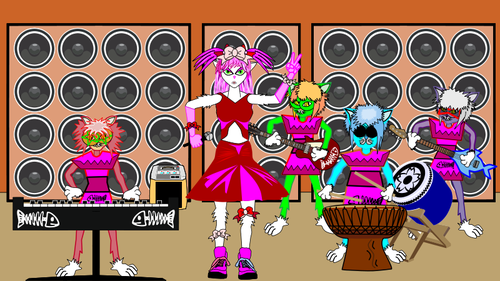Cat Music Band Clipart
