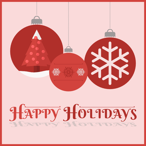 Happy Holidays Red Themed Card Clipart