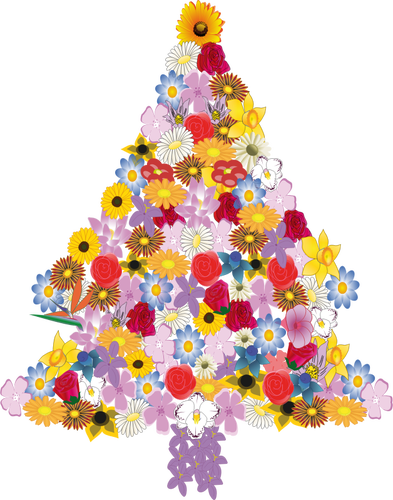 Of Flower Christmas Tree Clipart
