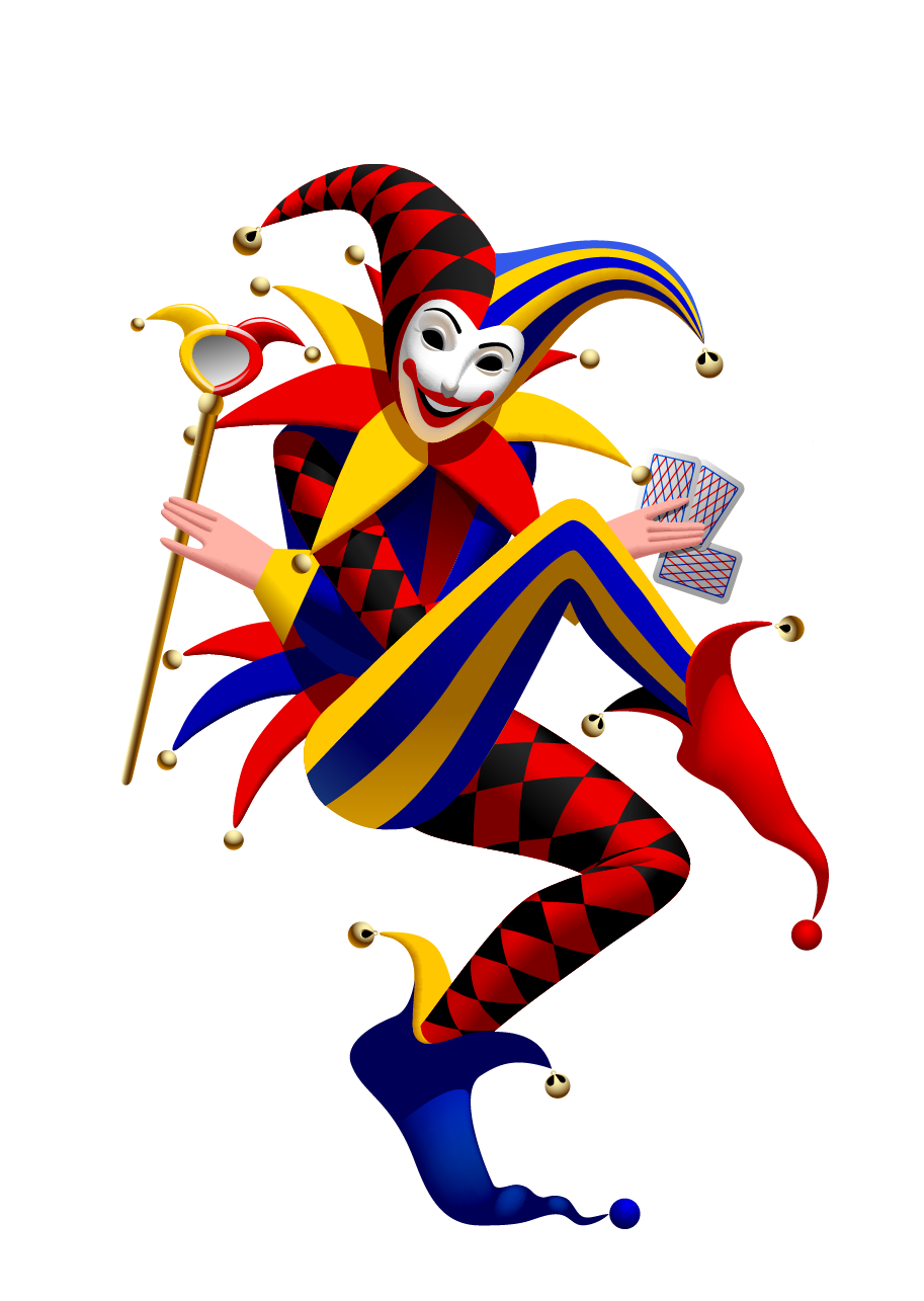 Funny Spades Clown Joker Vector Suit Playing Clipart