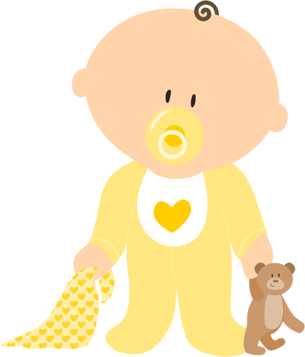 Baby Boy In Yellow Clothing Clipart
