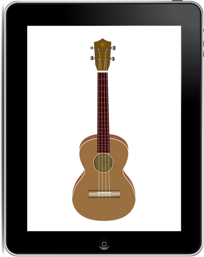 Tablet Computer With Guitar On It Clipart