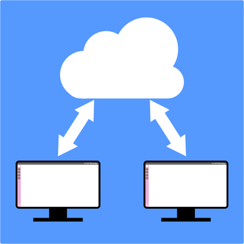 Computers Sharing With Cloud Diagram Clipart
