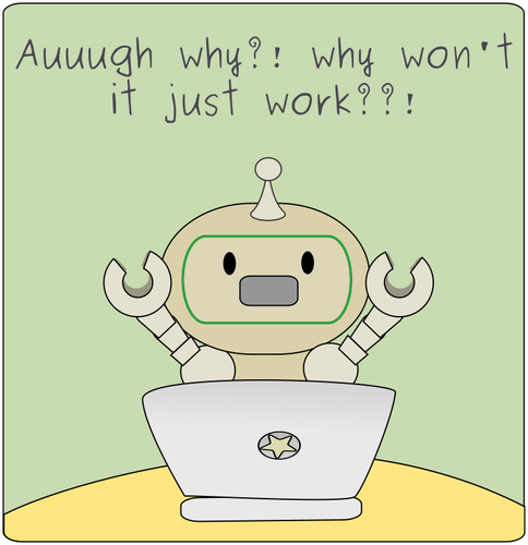 Robot With Laptop Clipart