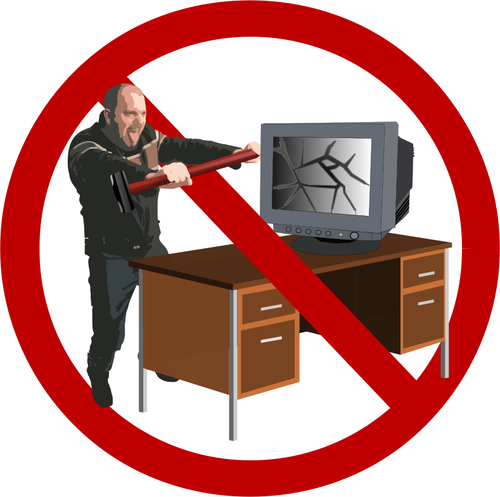 Computer Rage Forbidden Sign Clipart