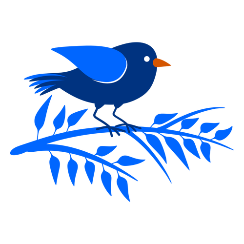 Blue Branch And A Bird Clipart