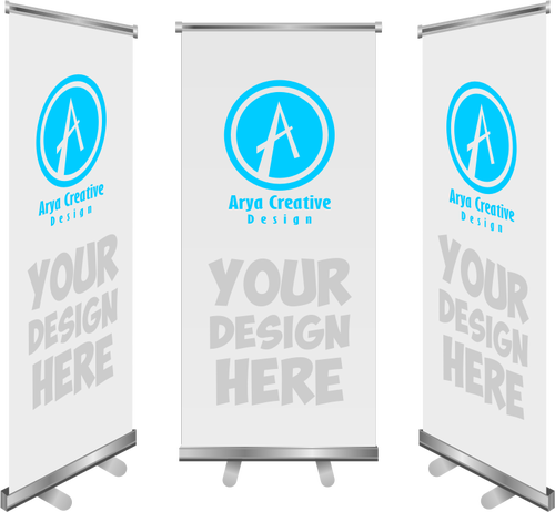 Of Three Roll-Up Banners Clipart