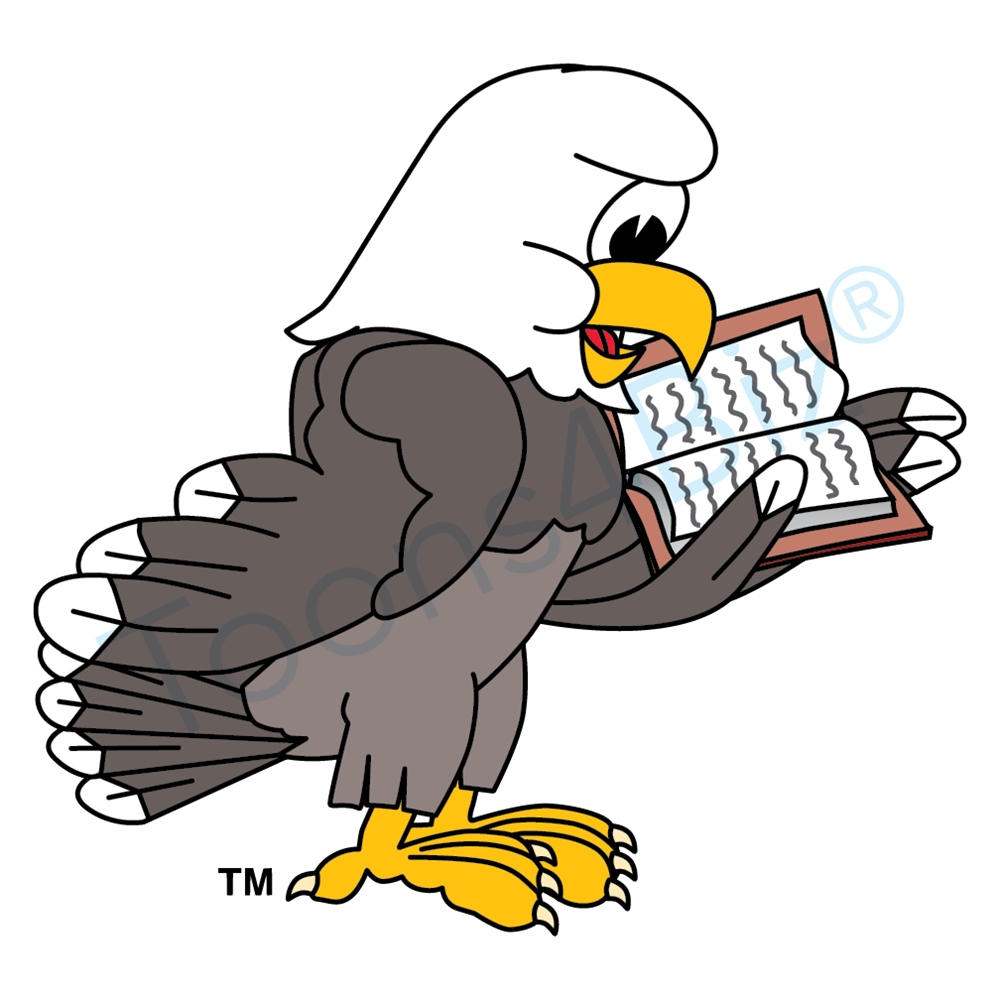 Bald Eagle Mascot Reading Book Hd Photos Clipart