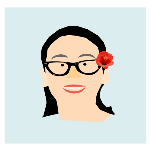 Lady With Hibiscus Flower Clipart