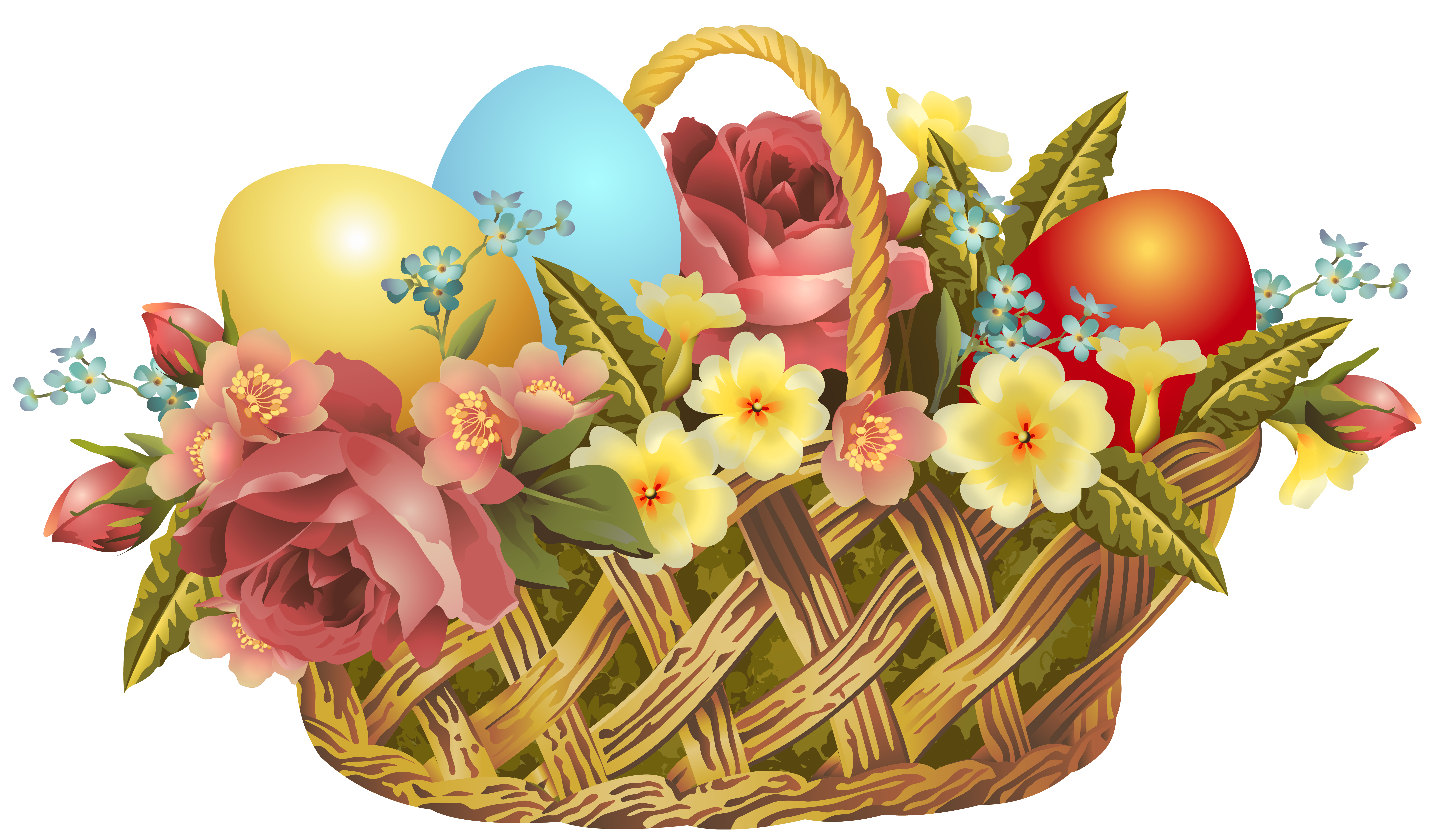 Basket Vintage Easter Bunny Transparent Free HQ Image Clipart