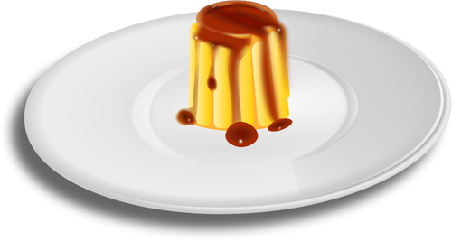 Of Creme Caramel On Dinnerplate Clipart