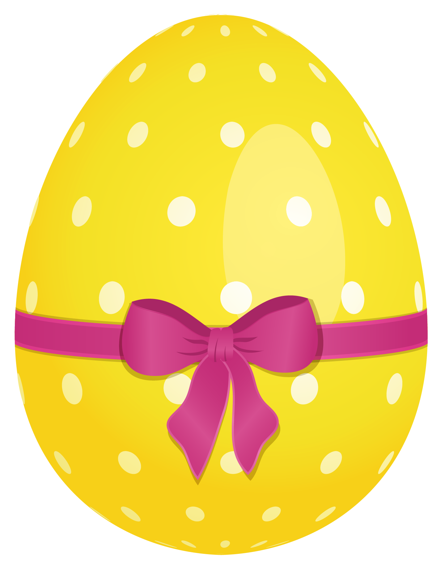 Pink Dotted With Yellow Bow Basket Egg Clipart