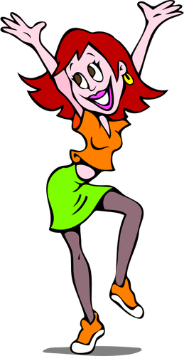 Red-Haired Girl Dancing Clipart