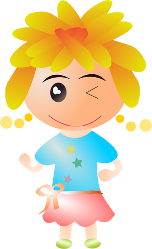 Of Girl With Short Blond Hair Clipart