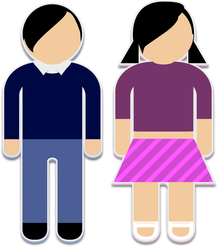 Boy And A Girl Sticker Pictograms Clipart