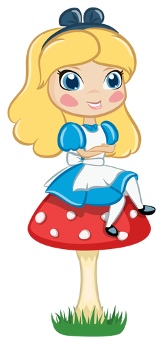 Alice On A Mushroom Clipart
