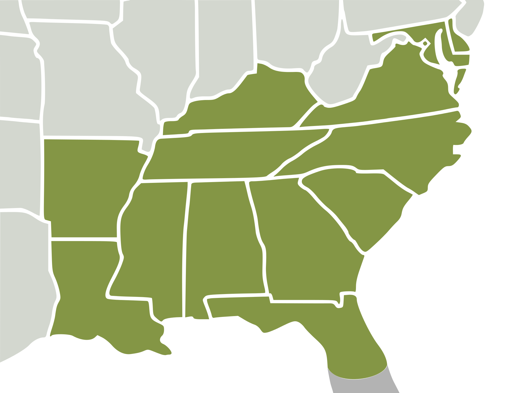 Map United Of Florida Coast States Southeast Clipart