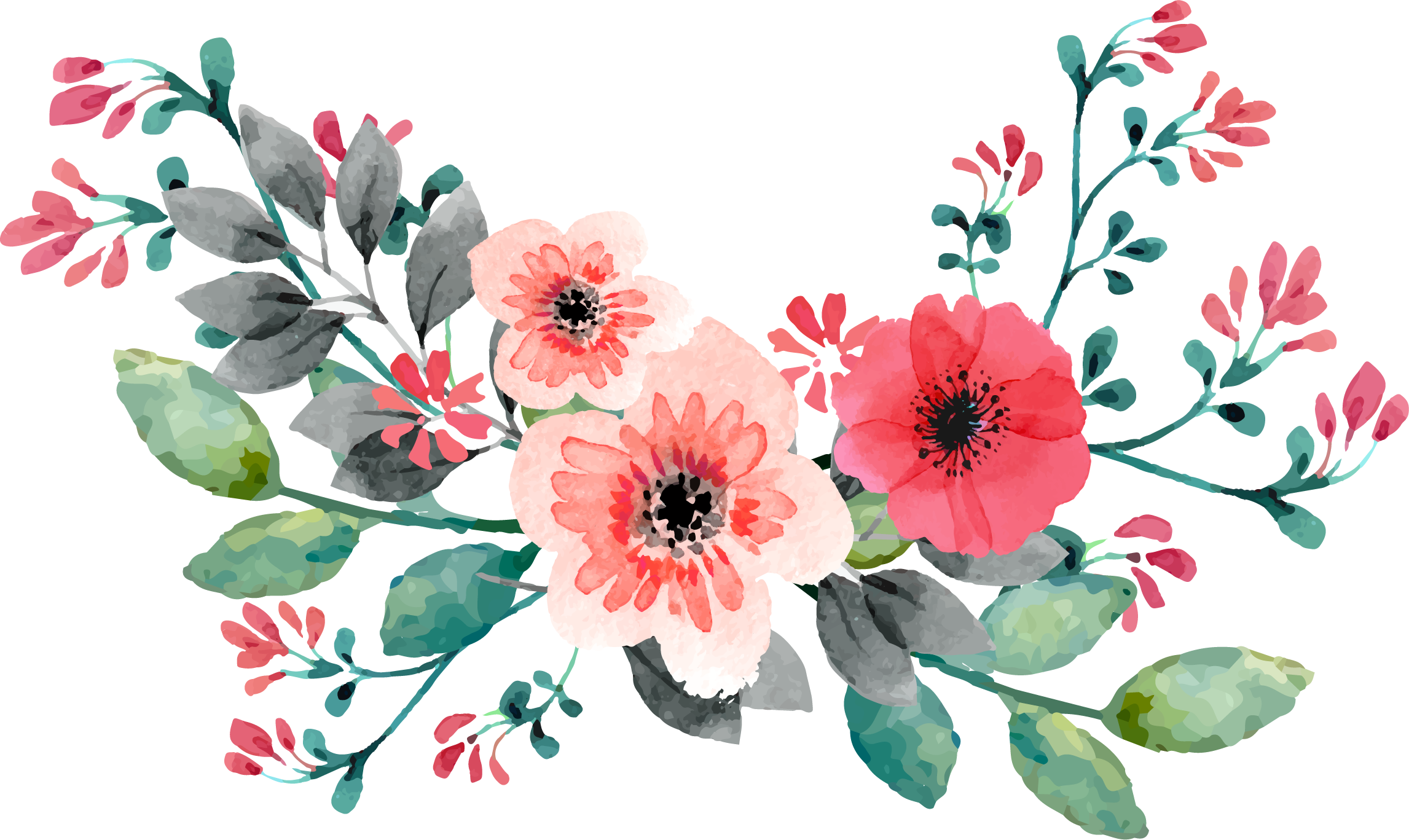 Digital Clipart Watercolor Flowers Watercolor Garden Floral Clip Art ...