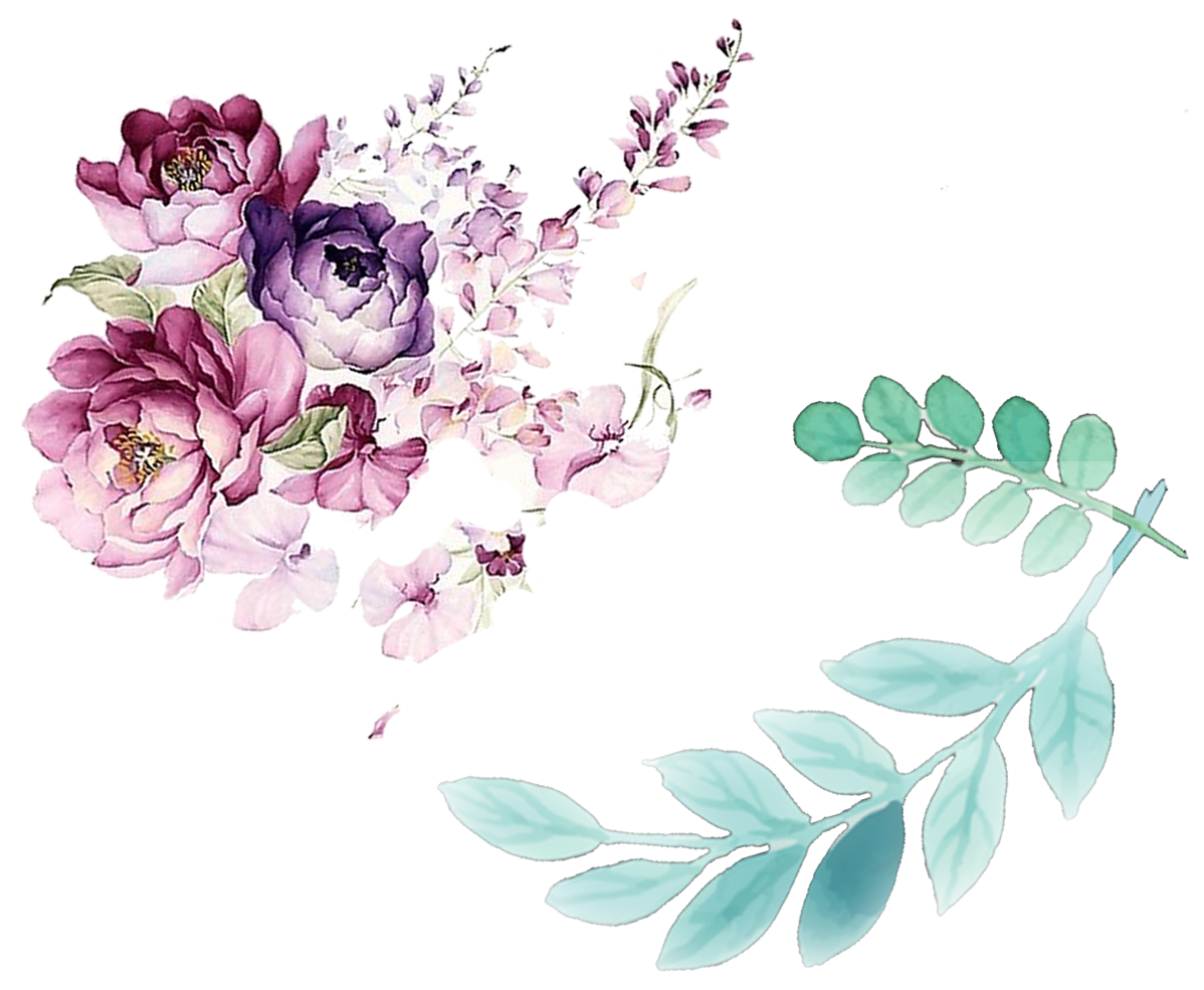 Flower Leaves Watercolor Design Floral Decorated Painting Clipart