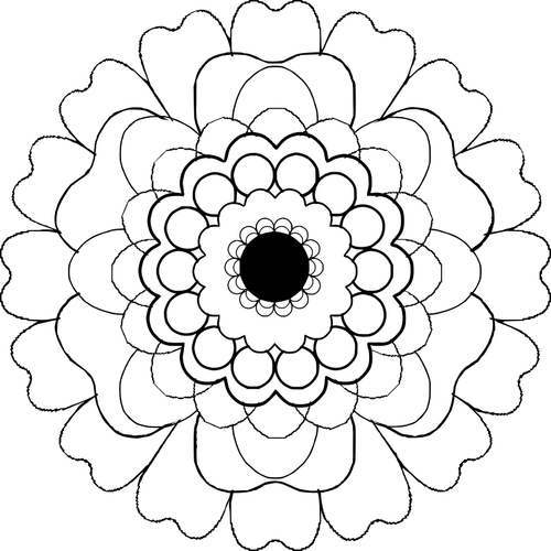 Blooming Black And White Flower Clipart