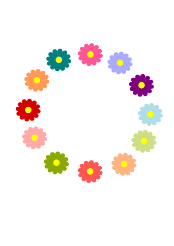 Rainbow Flower Wreath Clipart