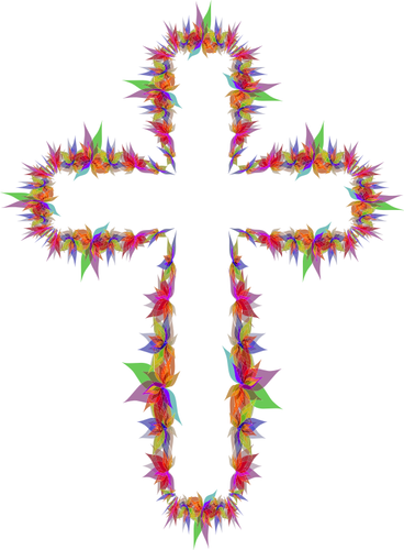 Abstract Flowers On A Cross Clipart
