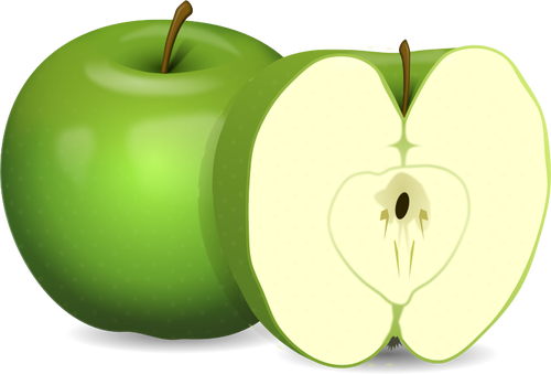 Of Apple And Apple Cut In Half Clipart