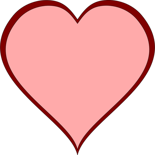 Pink Heart With Red Thick Line Border Clipart