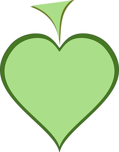Green Heart With Dark Green Thick Line Border Clipart