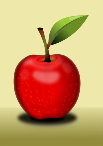 Simple Red Apple With Leaf Clipart