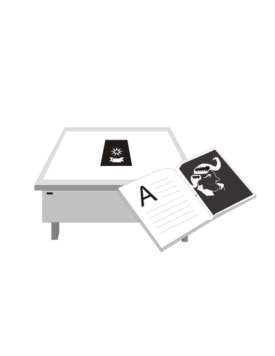 Desk And Book Next To It Clipart