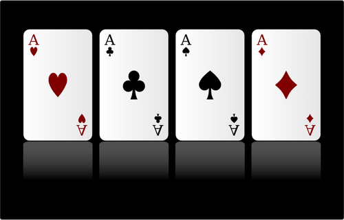 Of Four Ace Playing Cards On Black Background Clipart