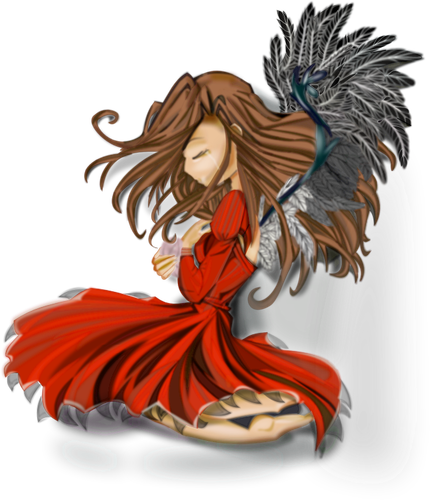 Graphics Of Girl With Red Feathered Dress Clipart
