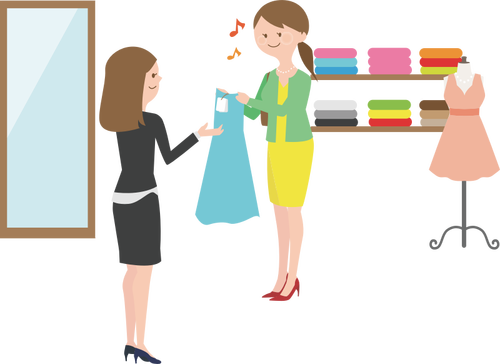 Two Girls In Store Clipart