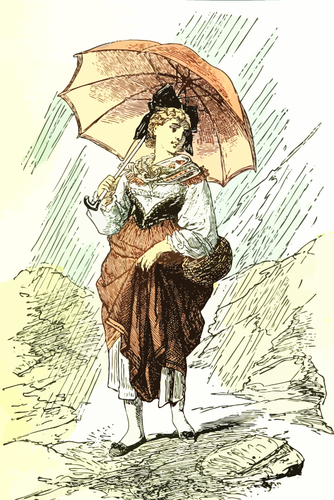Lady In The Rain Clipart