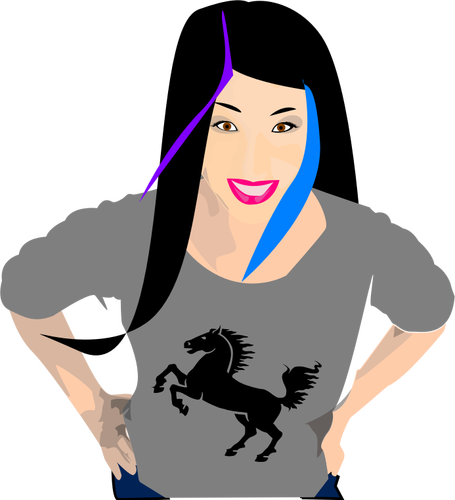 Punk Girl Smiling Clipart