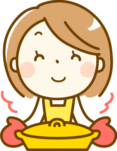 Lady With Hot Dinner Dish Clipart