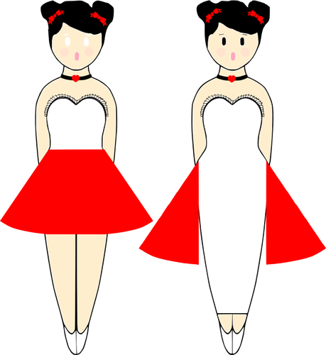 Of Ballerinas In Red Dresses Clipart