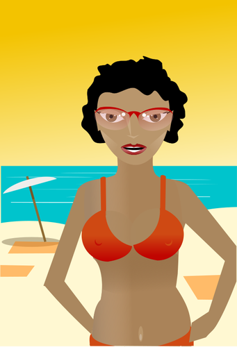 African Lady At The Beach Clipart