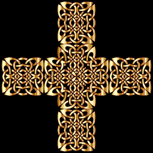 Golden Celtic Knot In Cross Clipart