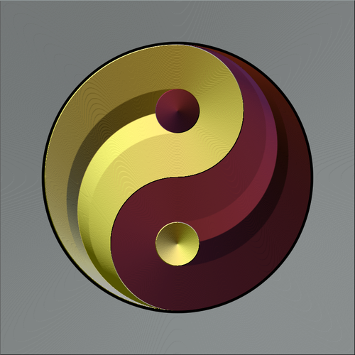 Of Ying Yang Sign In Gradual Gold And Red Color Clipart