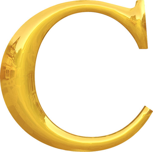 Gold C Typography Clipart
