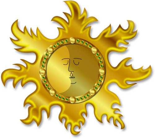 Golden Sun And Moon Clipart