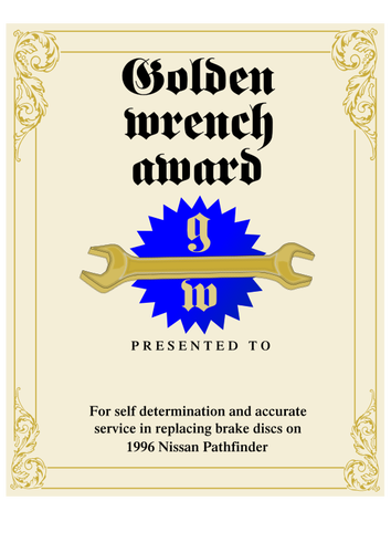 Golden Wrench Award Clipart